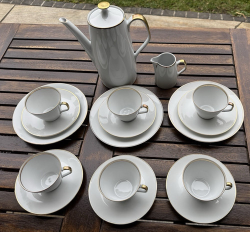 Vintage kaffee service weiß - vintage,